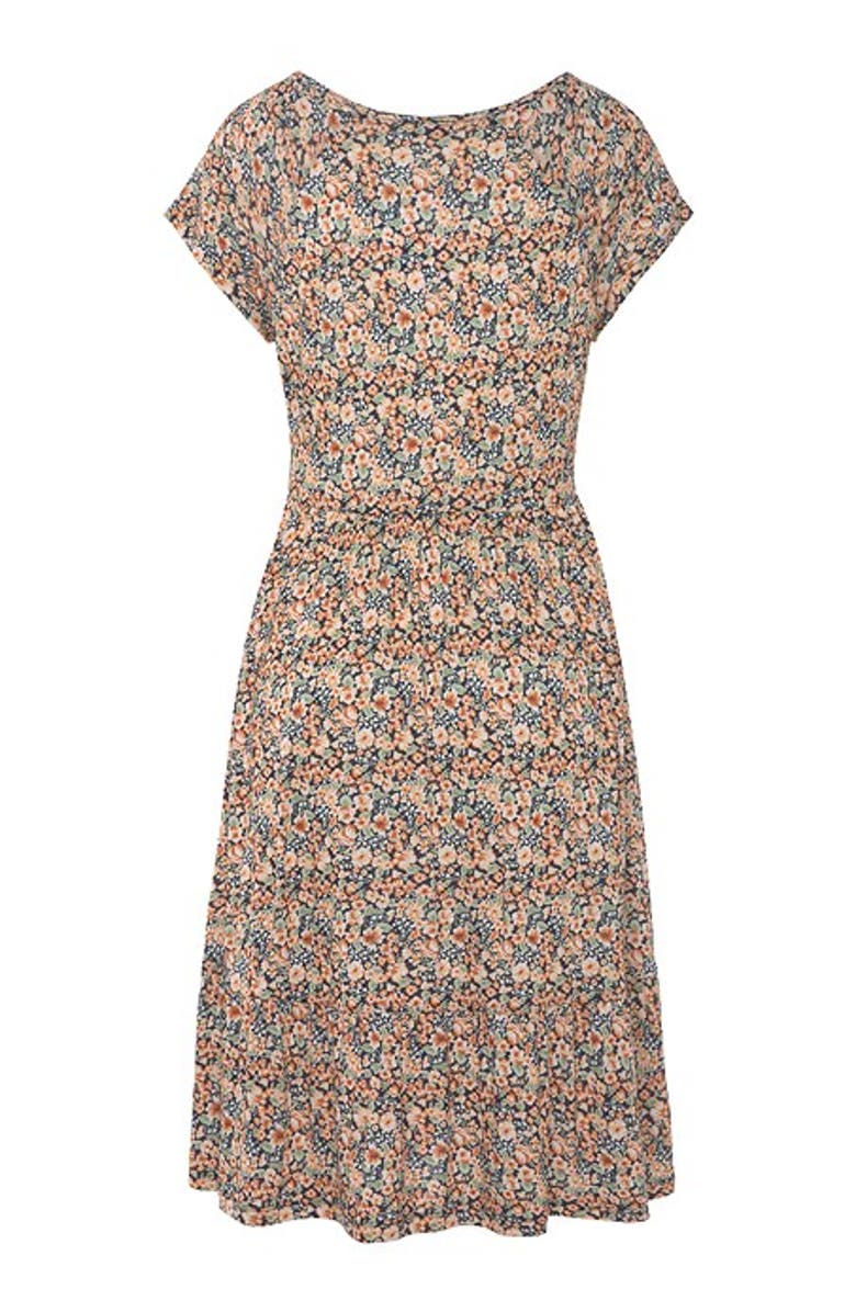 LASCANA Women's V-Neck Flounce Dress, Alternate, color, Multi