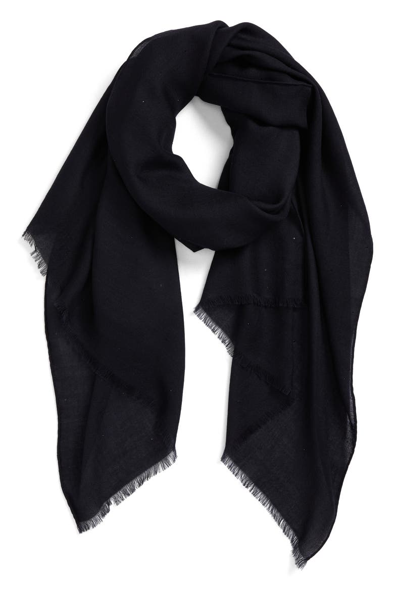 Crystal Embellished Cashmere & Silk Scarf, Alternate, color, 279 NAVY