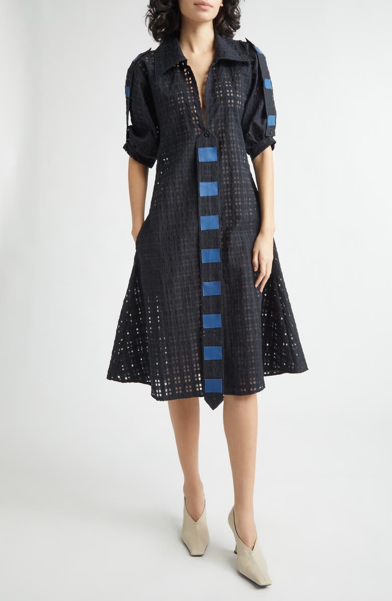 KÚR Patch Panel Midi Dress, Main, color, Black