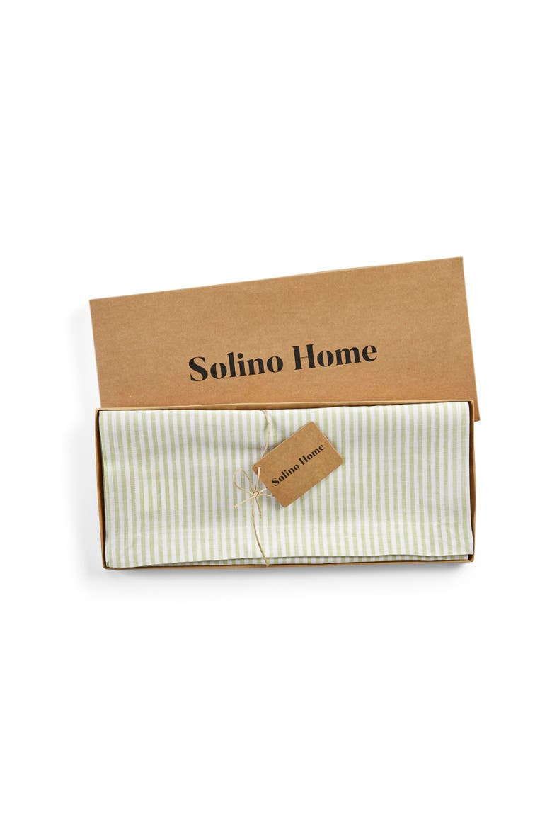 Narrow Stripe Linen Table Runner, Alternate, color, Sage and White