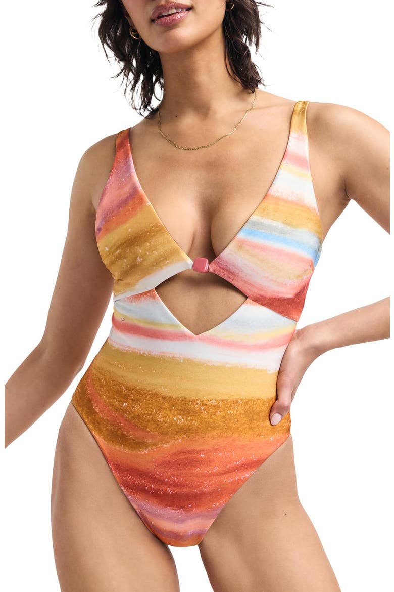 Terra Cutout One-Piece Swimsuit, Alternate, color, TERRA FORMS
