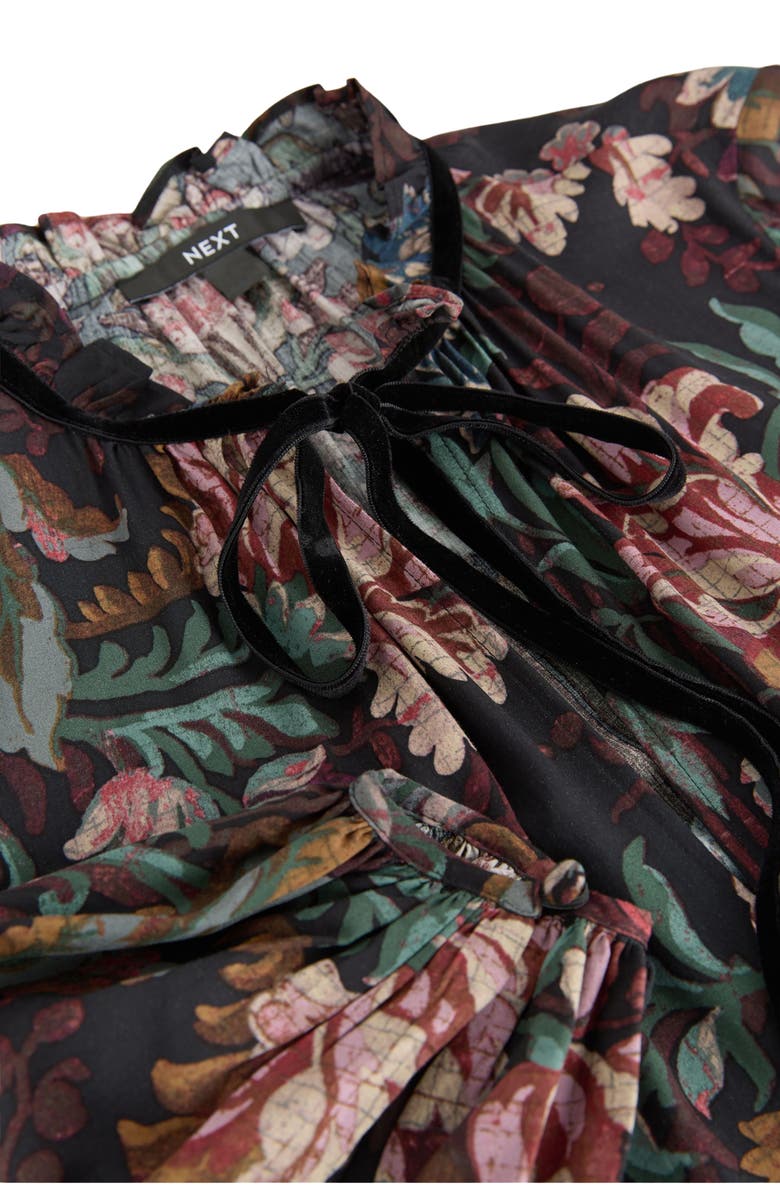 NEXT Floral Long Sleeve Ruffle Hem Dress, Alternate, color, 