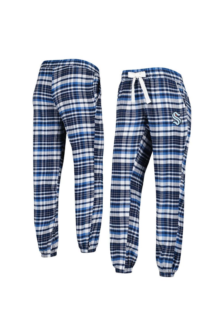 Women's Concepts Sport Deep Sea Blue Seattle Kraken Mainstay Flannel Pants, Main, color, Navy