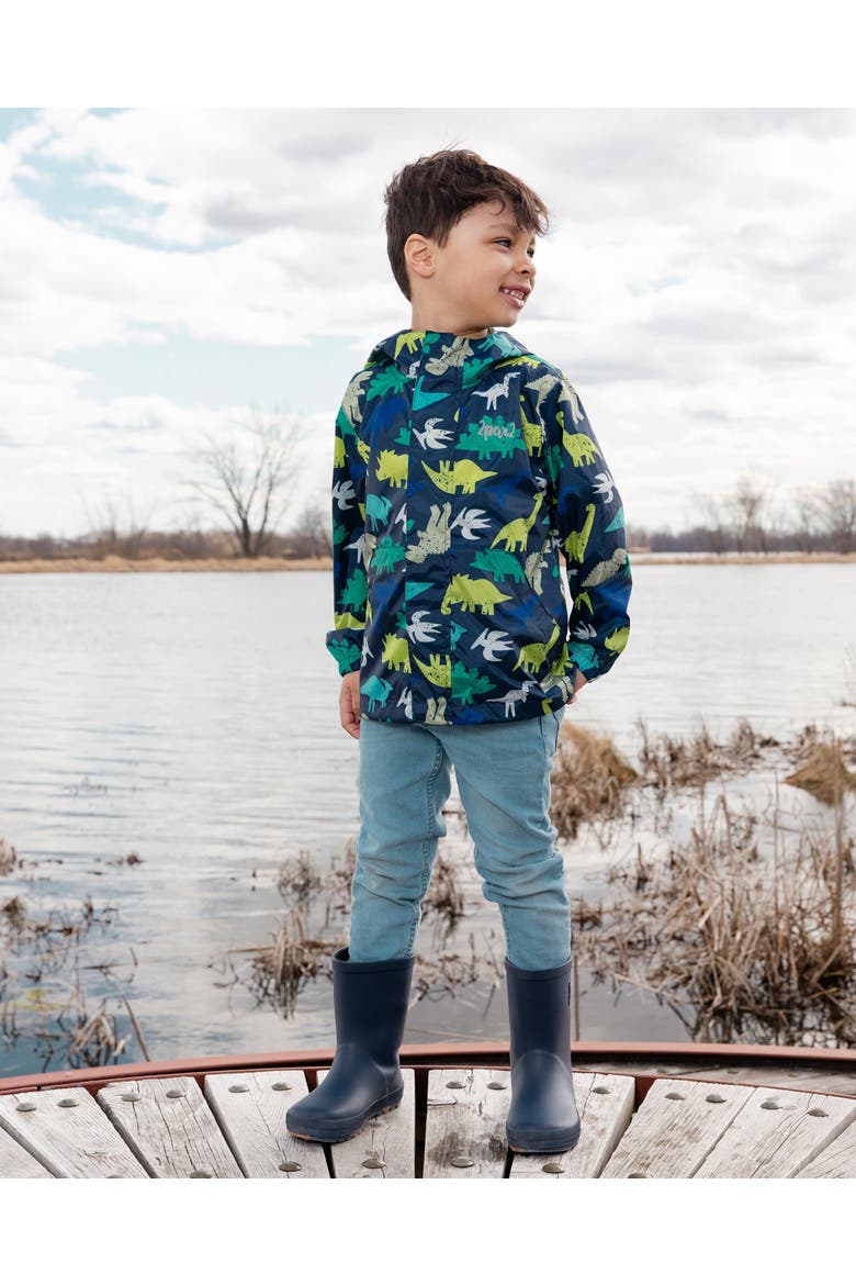 Packable Dinosaur Windbreaker in Polyester, Alternate, color, Blue Dinosaur Print