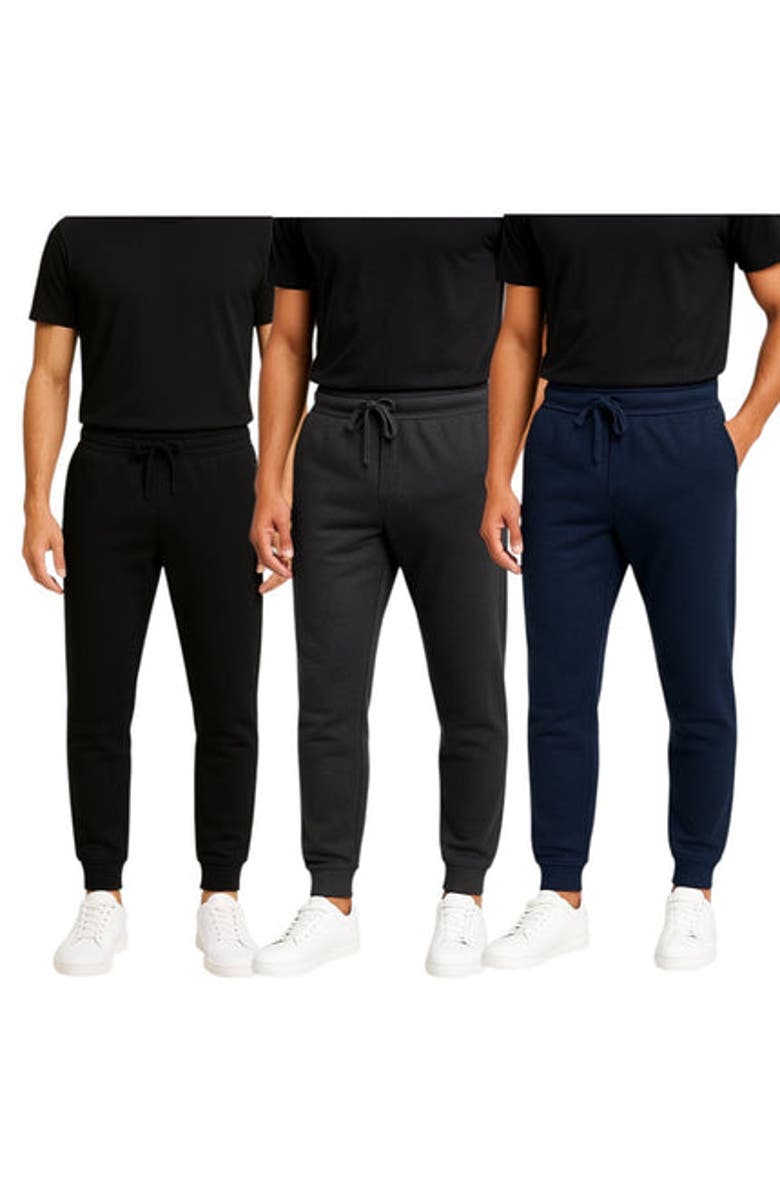 BenBen Mens 3 Pack Ghost Zipper Jogger Ultra Soft Fleece, Main, color, Black/Charcoal/Navy