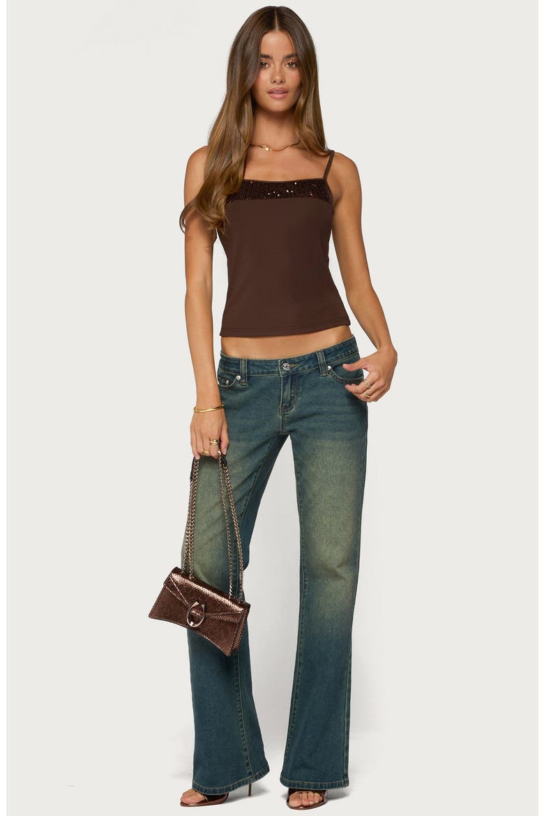Shakked Sequin Stretch Cotton Camisole, Alternate, color, BROWN