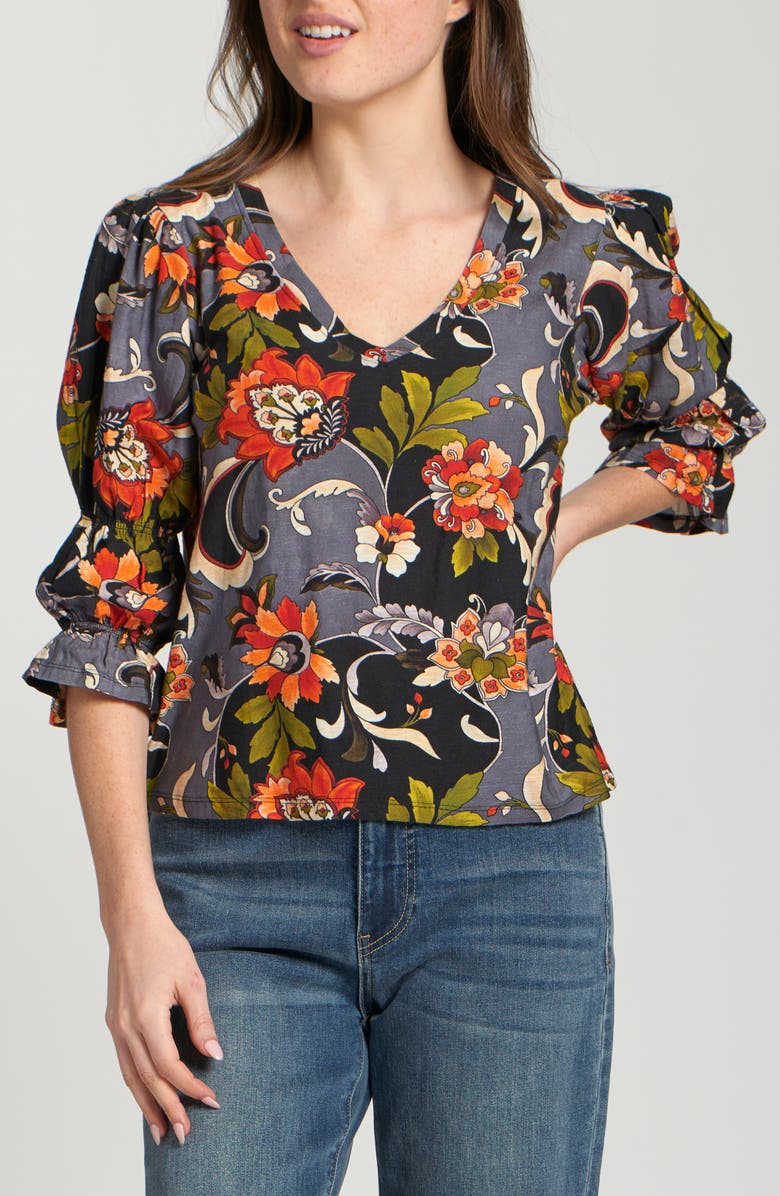 APNY Renaissance Print Top, Main, color, Grey Multi