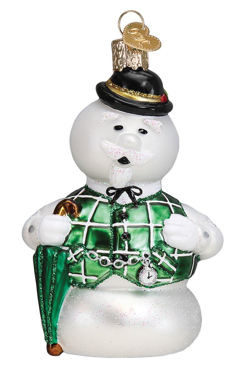 Sam the Snowman Christmas Ornament, Main, color, GREEN/ WHITE