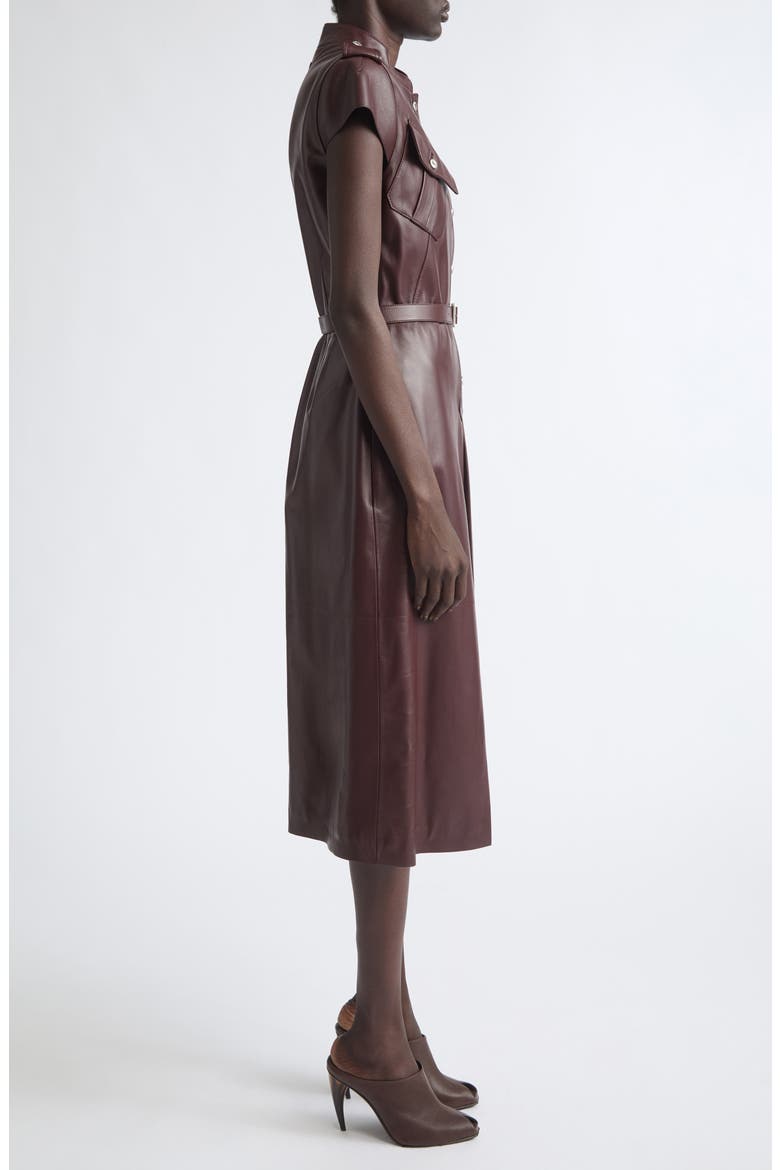 Leather Midi Shirtdress, Alternate, color, LACQUER