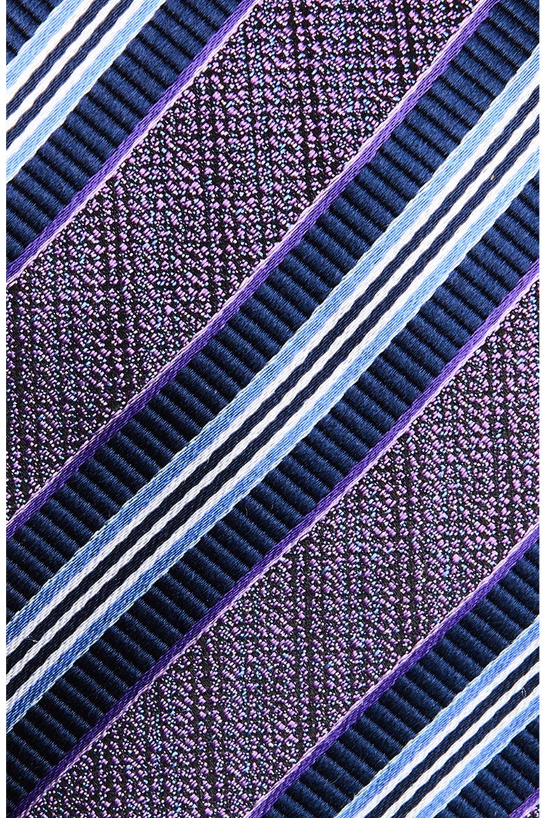 Stripe Silk Tie, Alternate, color, PURPLE