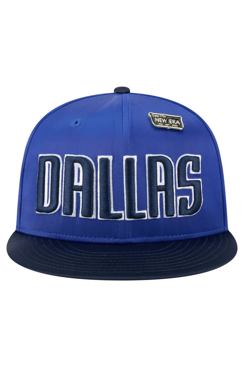 Men's New Era  Blue/Navy Dallas Mavericks Throwback Satin Vintage Pin Two-Tone 59FIFTY Fitted Hat, Alternate, color, Blue