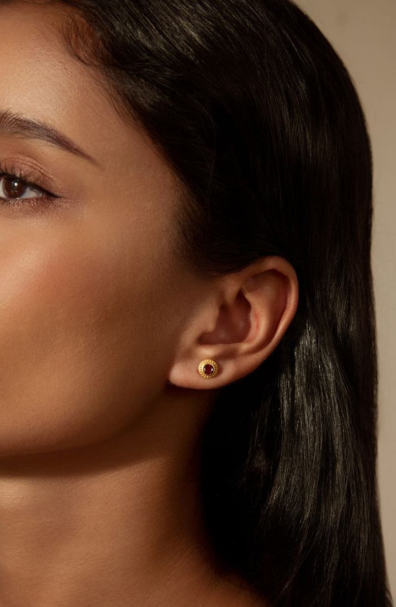 Satya Jewelry Grounding Energy Garnet Stud Earrings, Alternate, color, Red