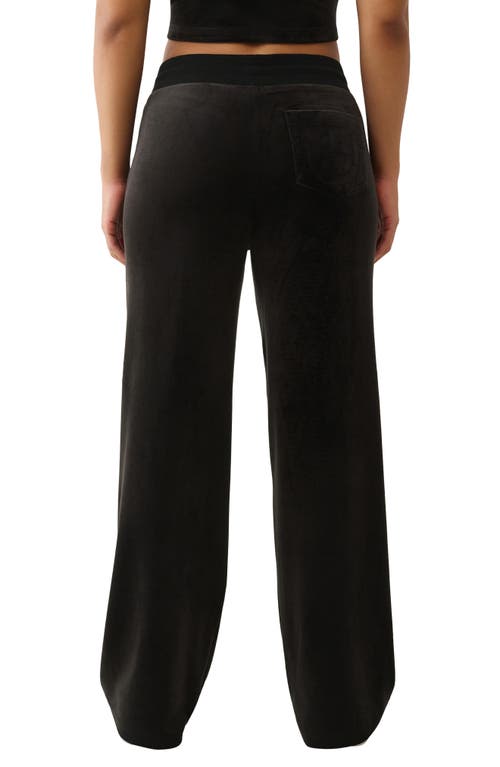 True Religion Crystal Velour Straight Leg Pants In Black