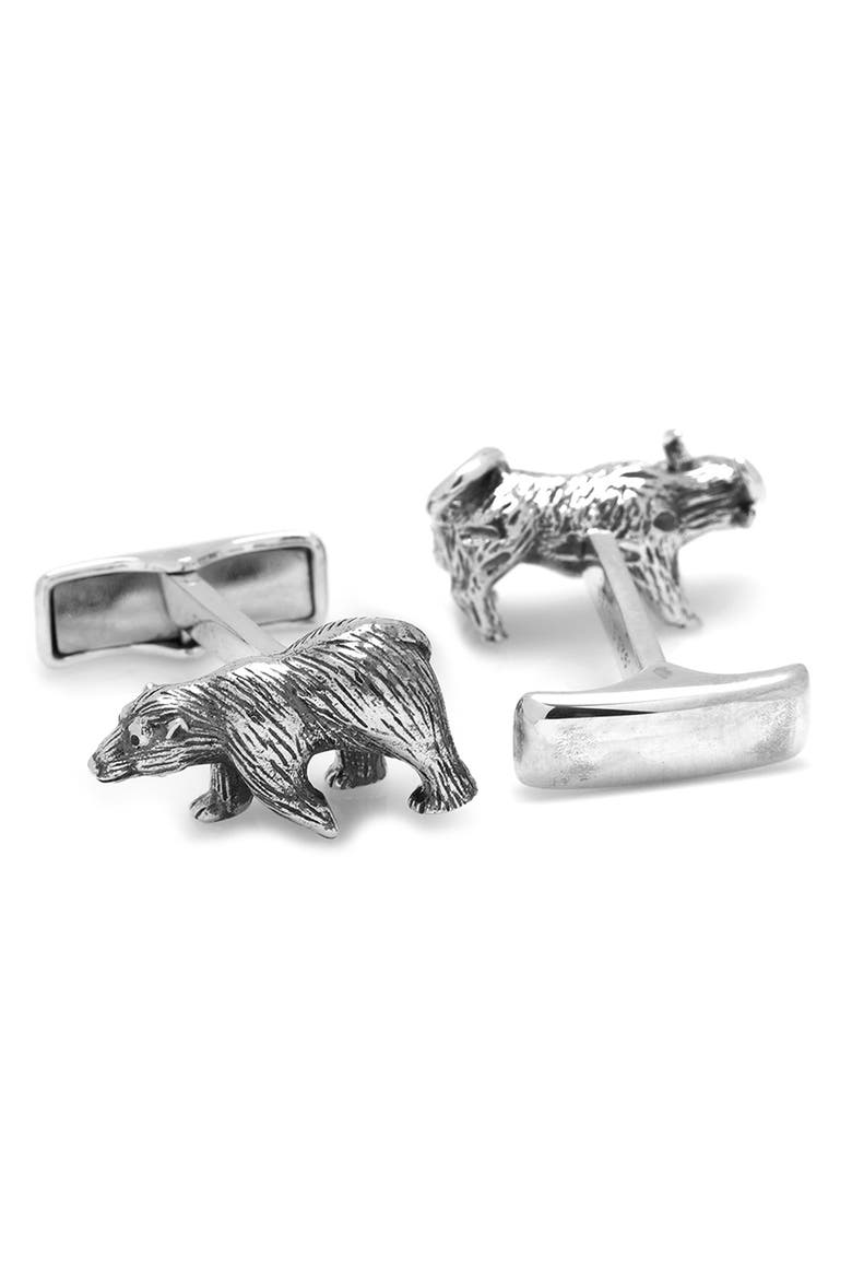 Bull & Bear Sterling Silver Cuff Links, Alternate, color, SILVER BEAR & BULL