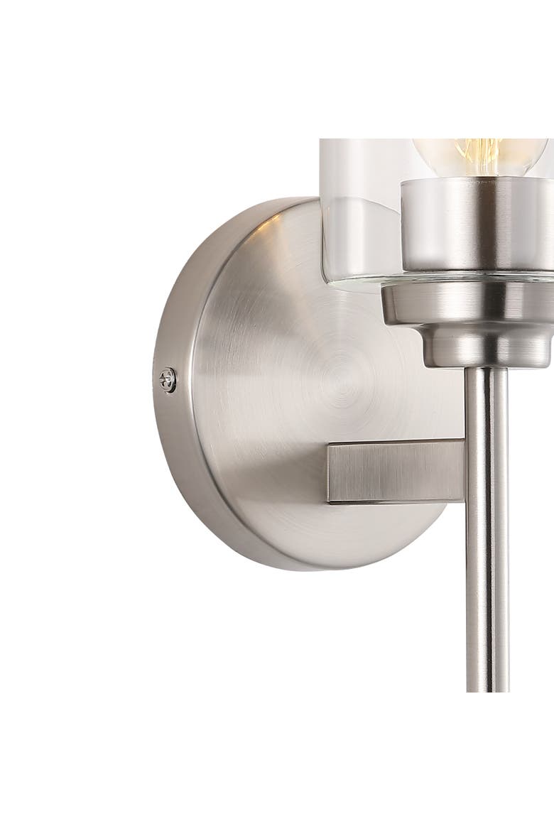 Juno 1-Light Farmhouse Industrial Iron Cylinder LED Sconce, Alternate, color, Nickel