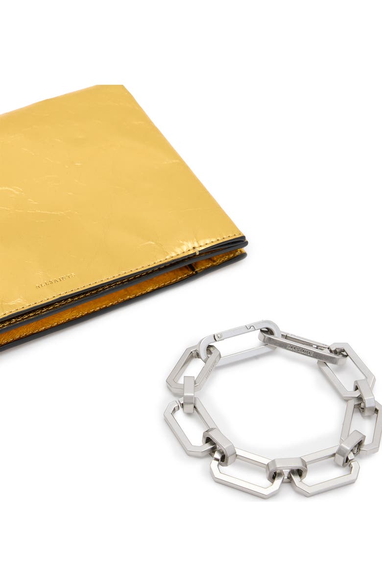 AllSaints Yua Leather Clutch, Alternate, color, Warm Gold