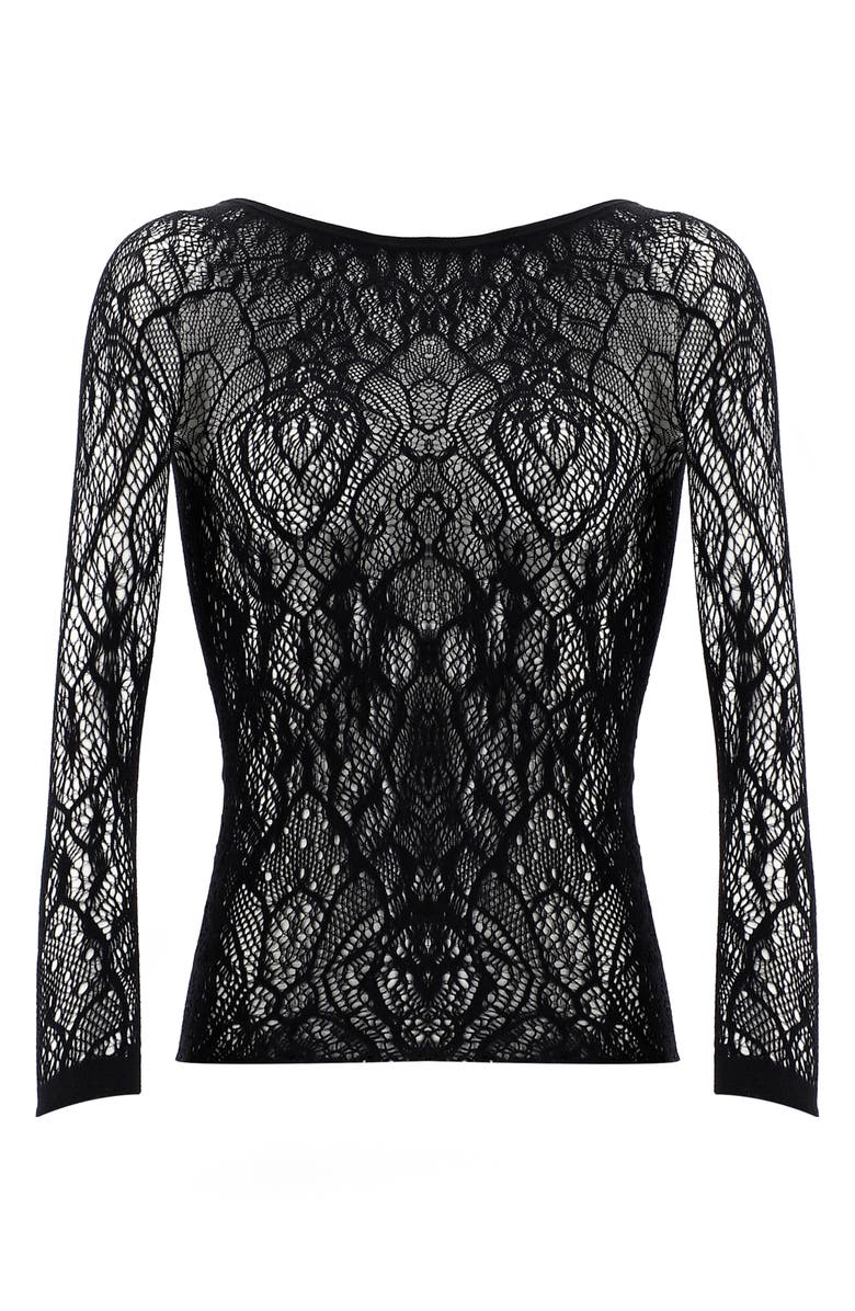 Oroblu Sheer Fishnet Lace T-Shirt, Main, color, 