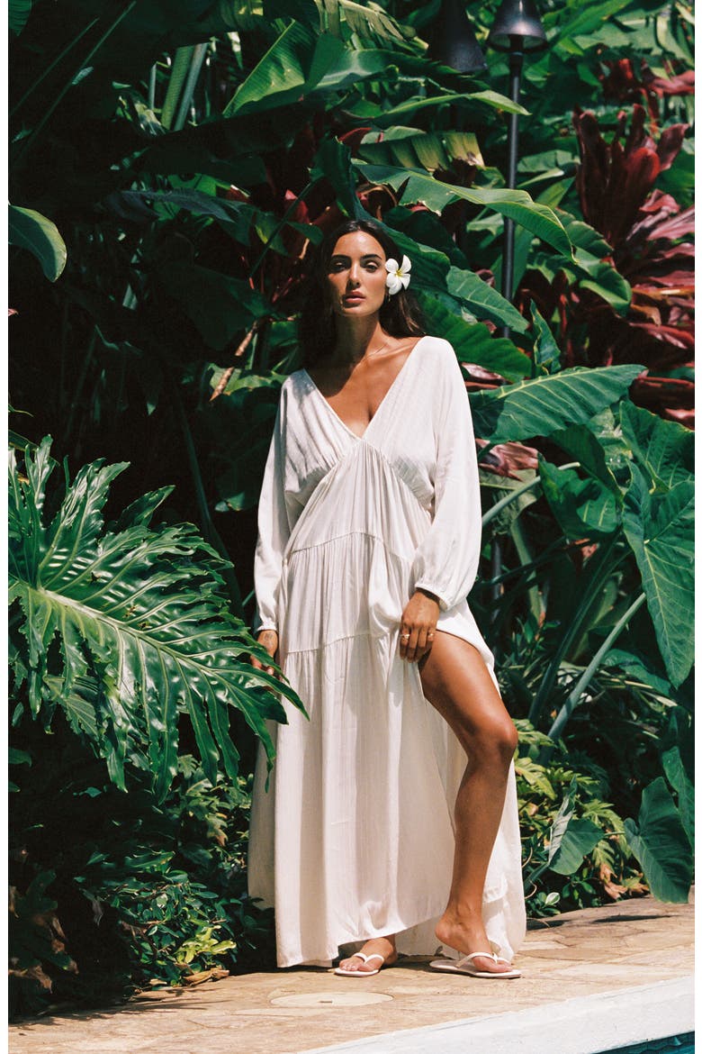 Eterna Tiered Cover-Up Maxi Dress, Alternate, color, CREAM