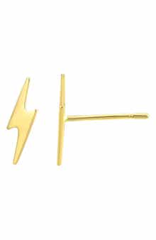 CANDELA JEWELRY 14K Yellow Gold Lightning Bolt Stud Earrings
