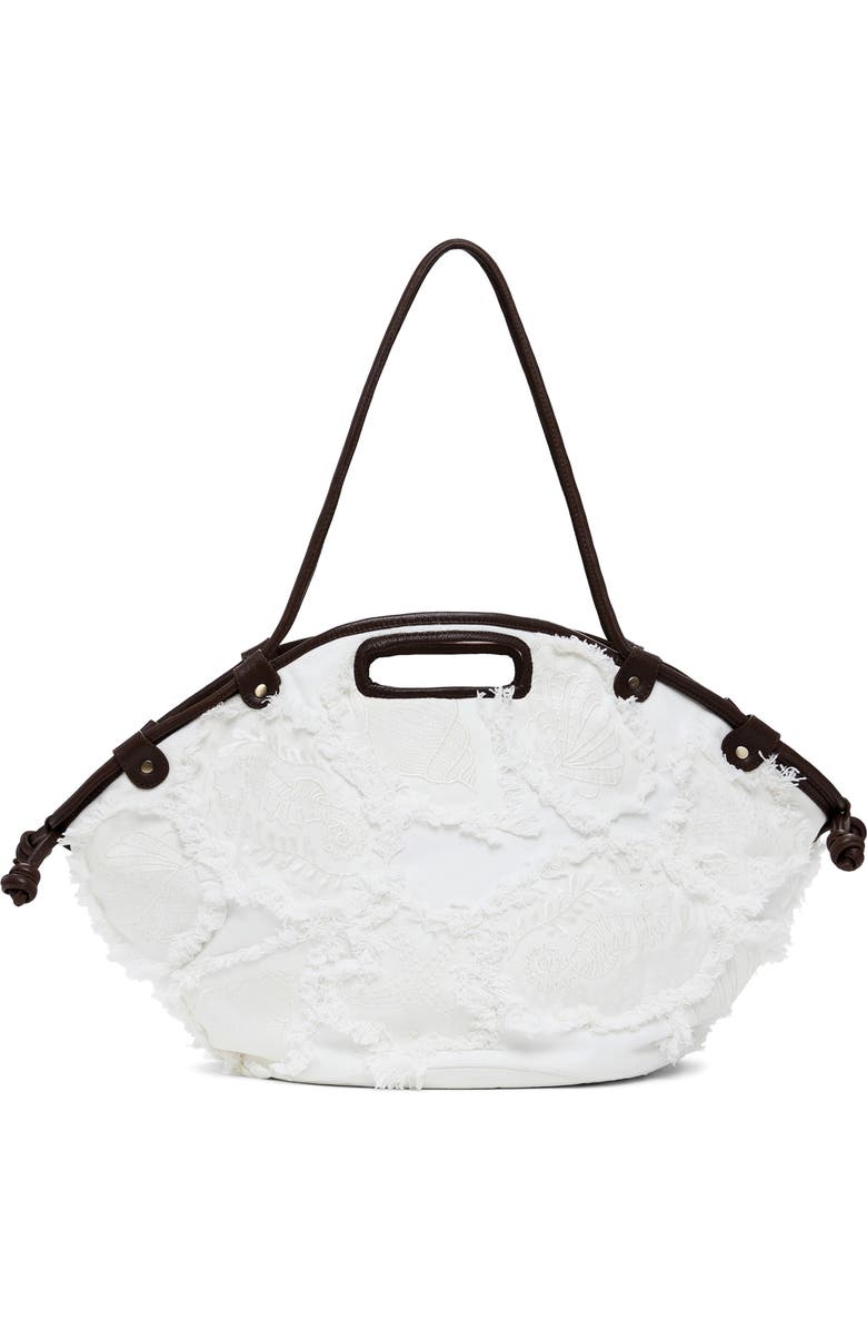 Desigual Raw Edge Detail Shopping Bag, Alternate, color, White