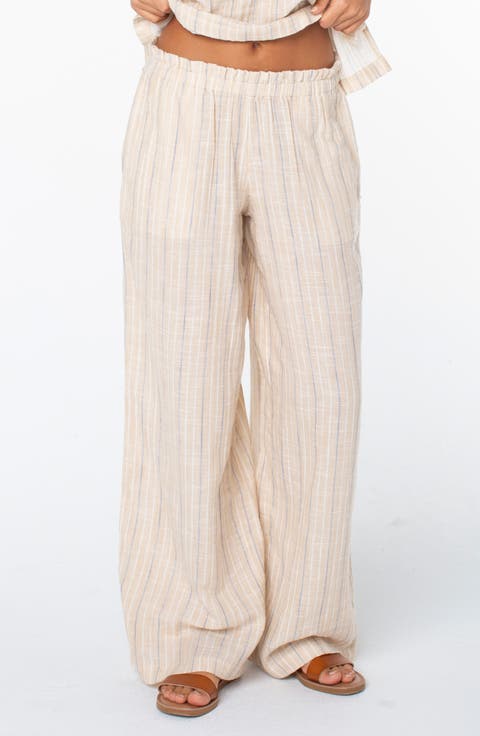 Offshore Stripe Wide Leg Cotton Pants