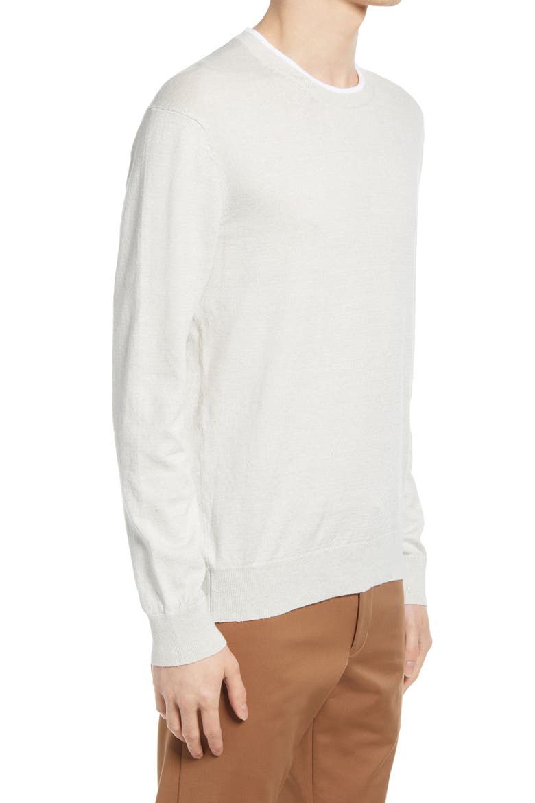 Linen Blend Crewneck Sweater, Alternate, color, LIGHT GREY