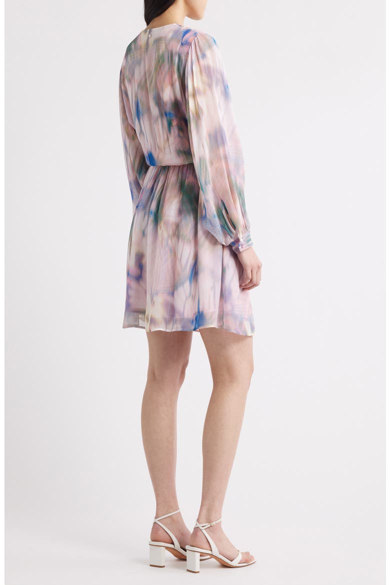 Print Long Sleeve Faux Wrap Dress, Alternate, color, OPEN MISC