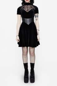 Disturbia Cameo High Neck Flocked Mini Dress