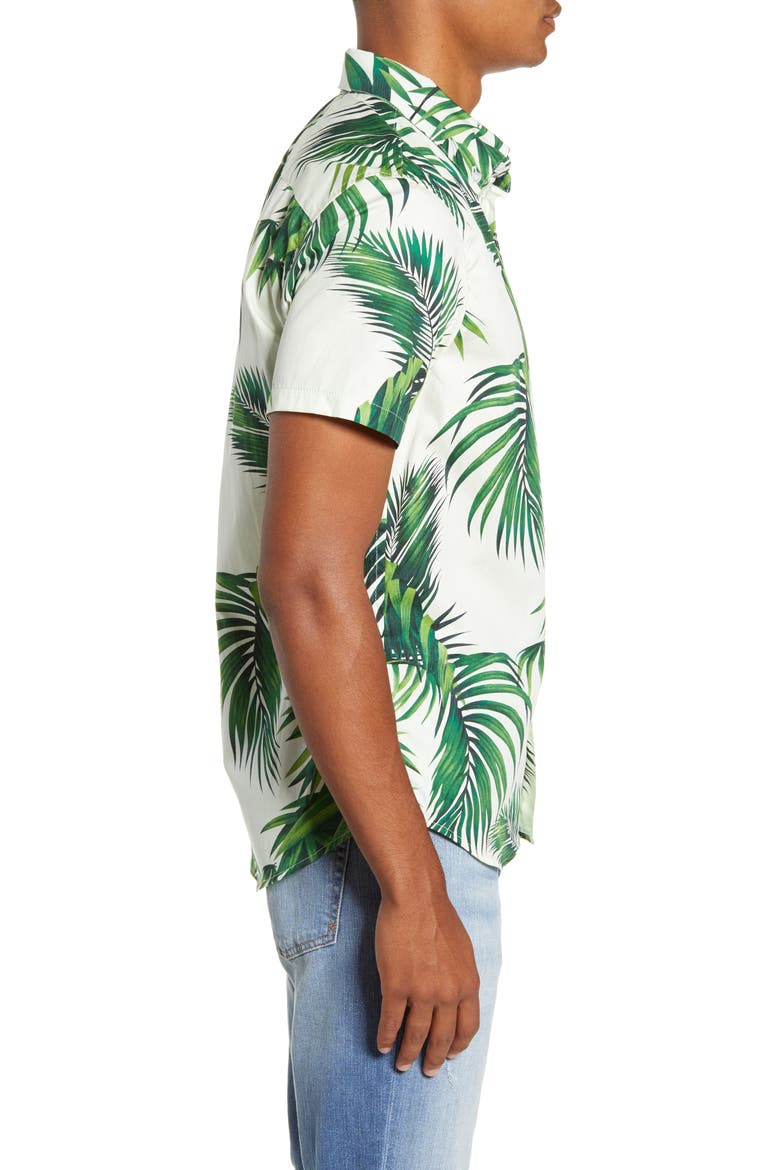 Havana Palms BBQ Short Sleeve Button-Down Shirt, Alternate, color, IVORY / GREEN