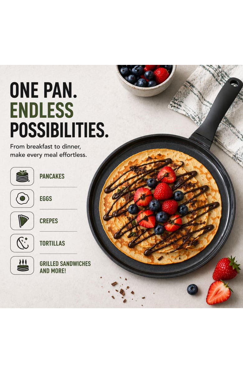 Alva Energy 11-inch Nonstick Pancake Griddle Pan, Alternate, color, Black