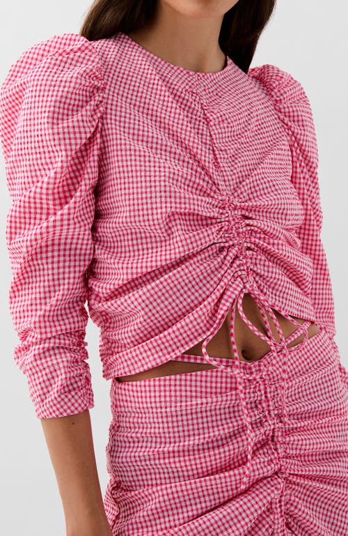 Scalpers Vichy Front Gather Shirt In Pink