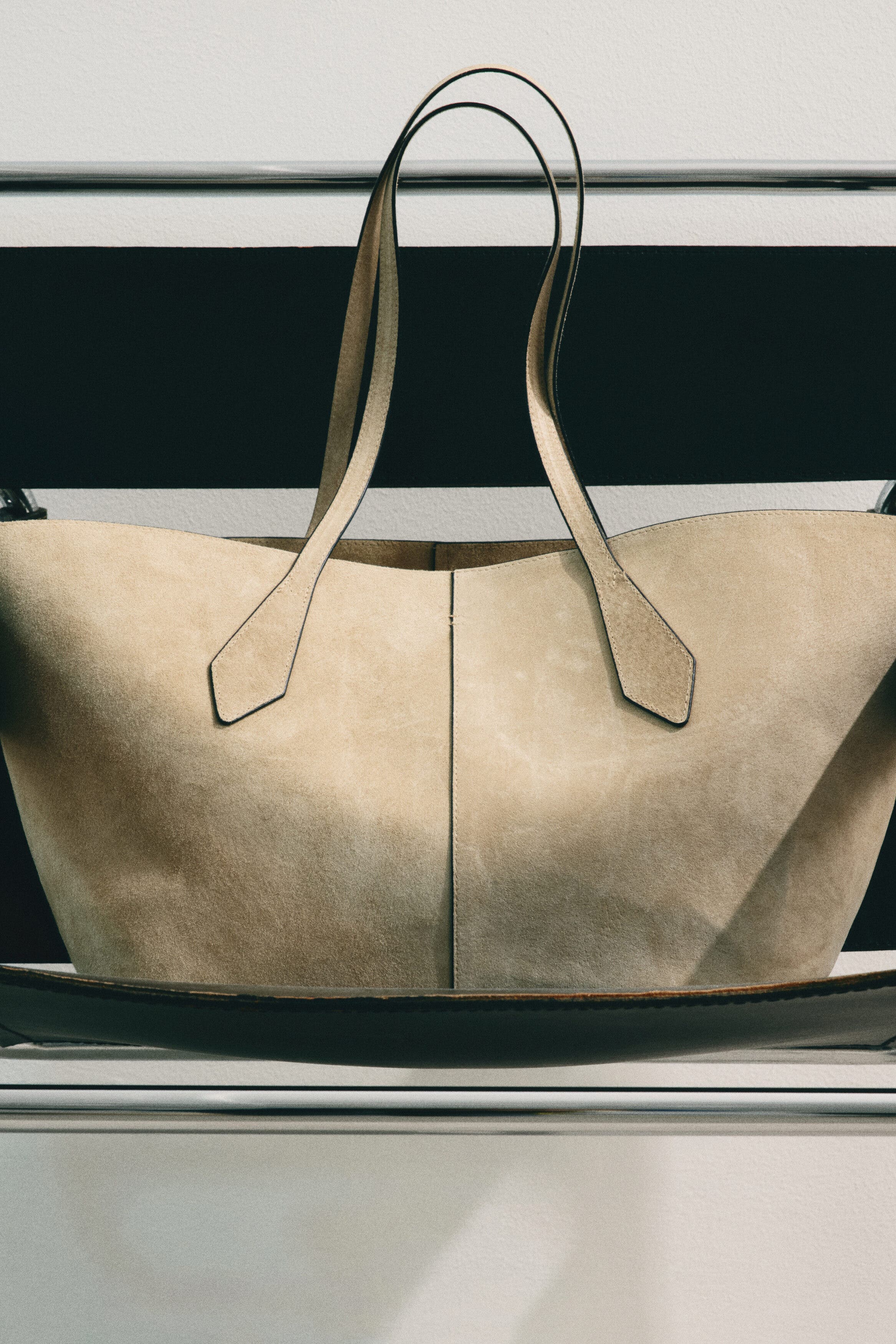 Suede Shopper, Alternate, color, Beige