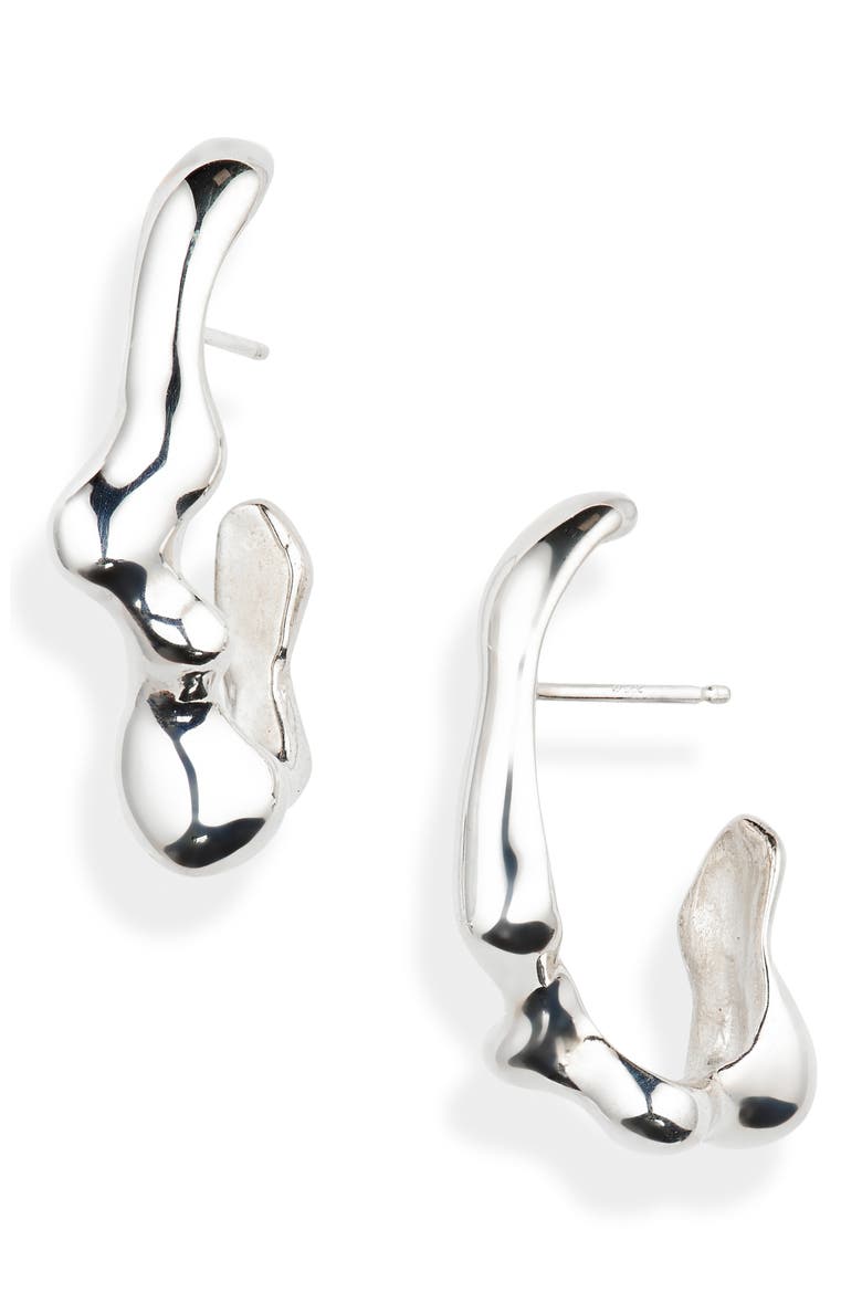 Seep Small Hoop Earrings, Main, color, SILVER