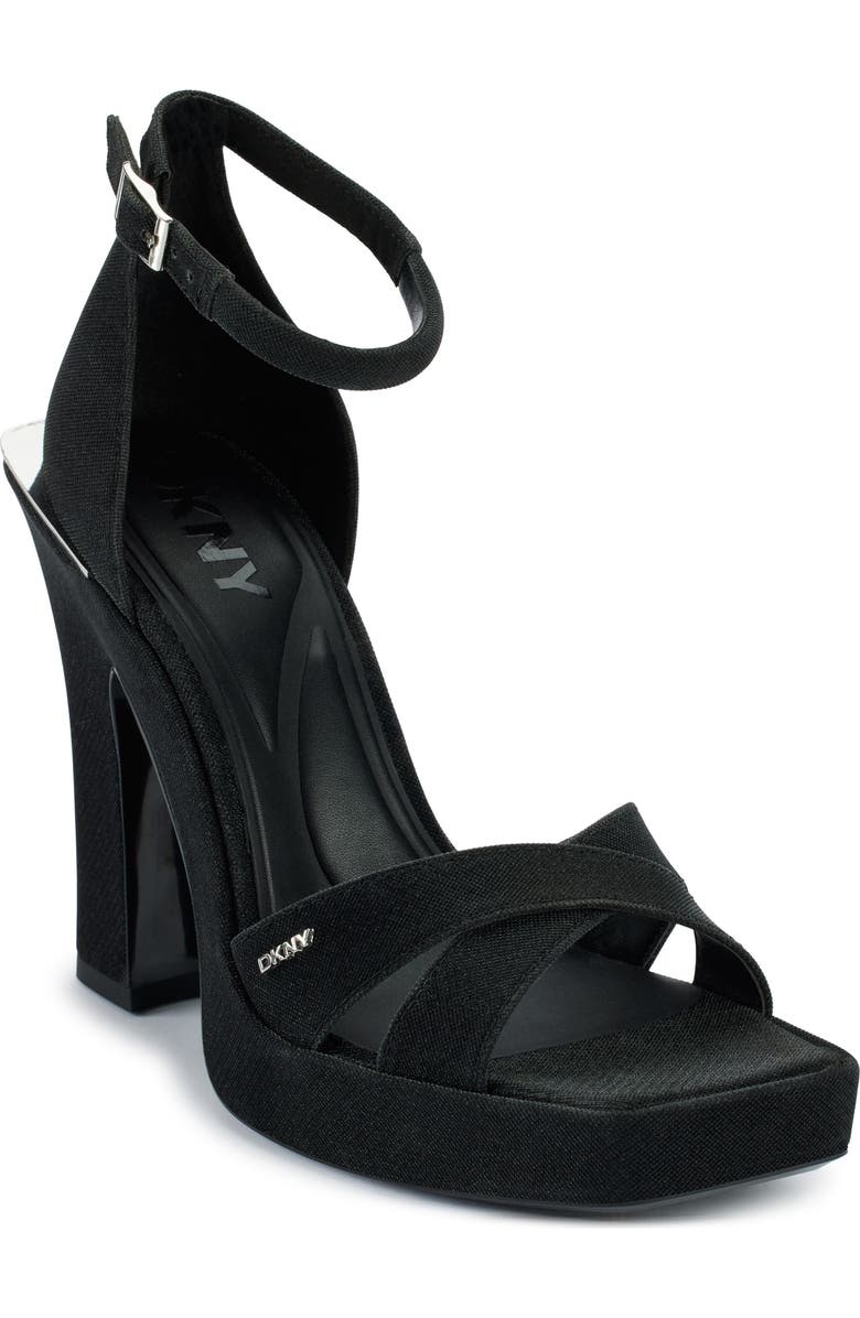 DKNY Linda Ankle Strap Platform Sandal, Main, color, Black