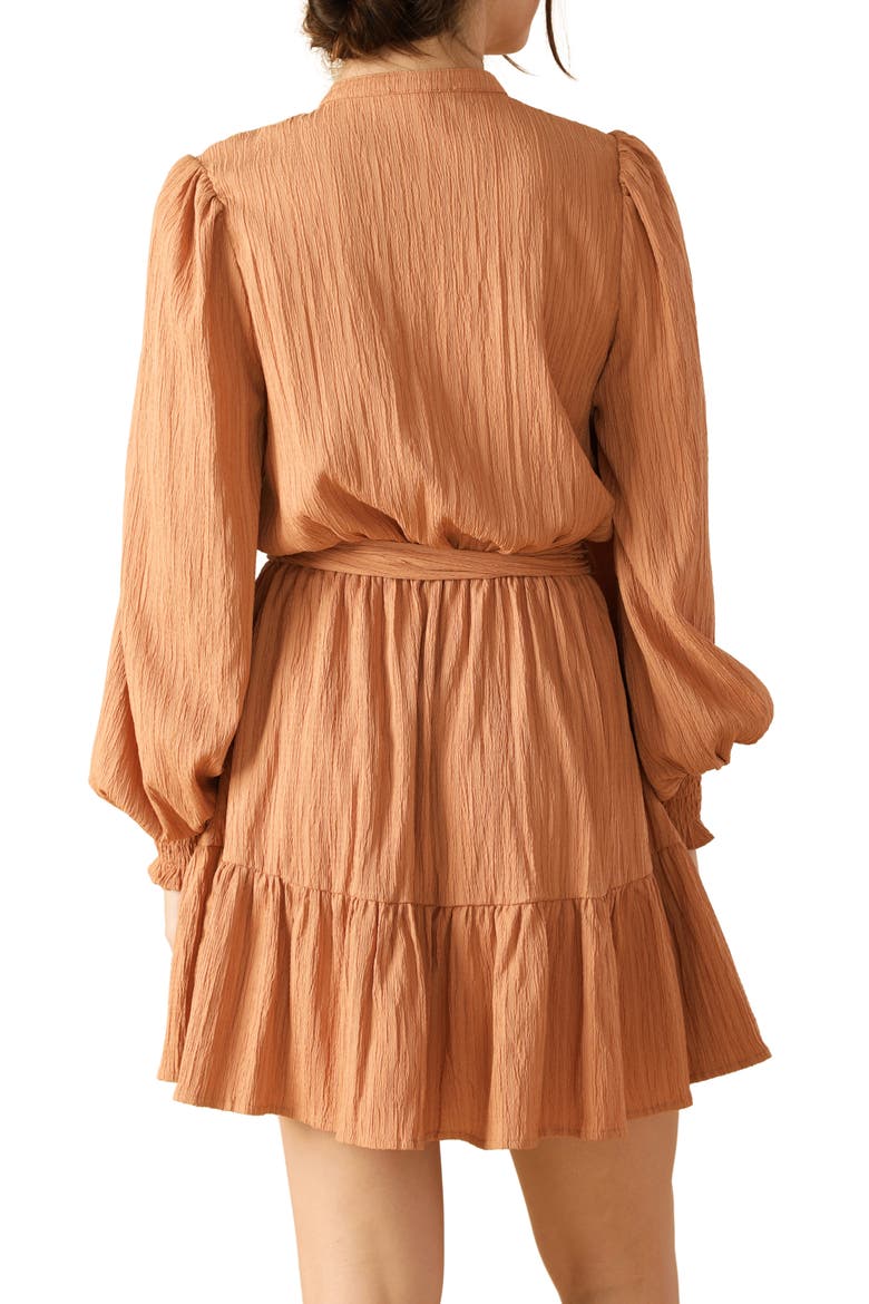 Bishop Sleeve Tiered Minidress, Alternate, color, DUSTY TERRA COTTA