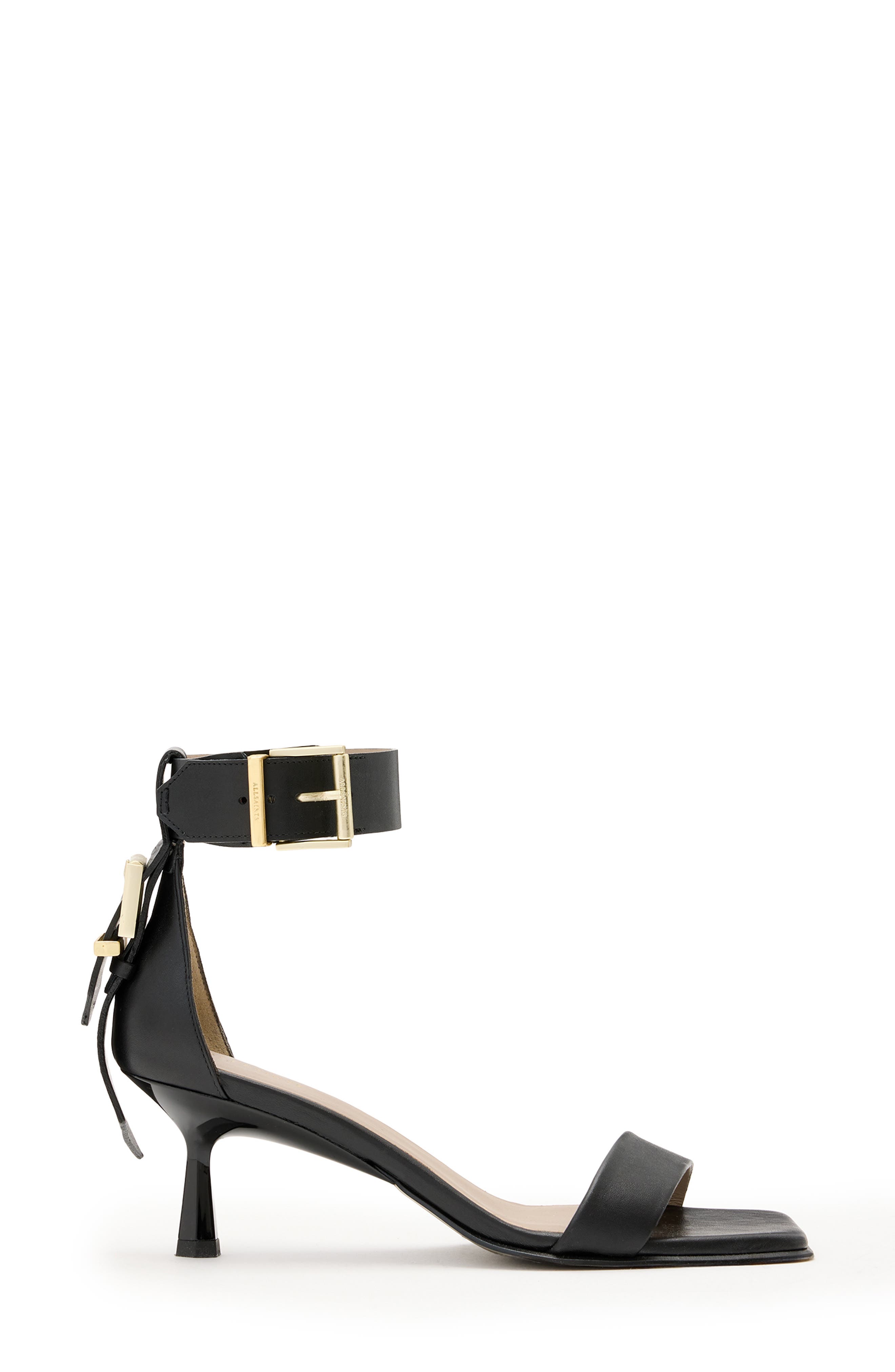 AllSaints Noir Ankle Strap Sandal, Alternate, color, Black