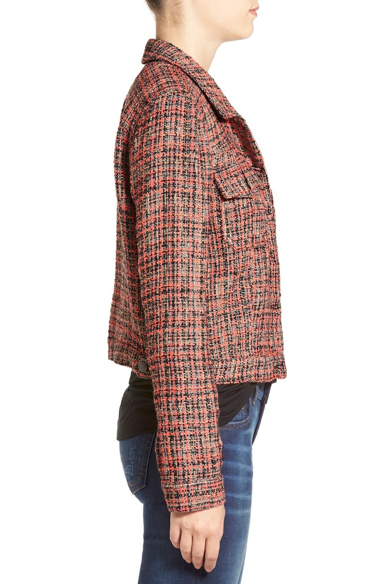 'Brigette' Crop Tweed Jacket, Main, color, MELON