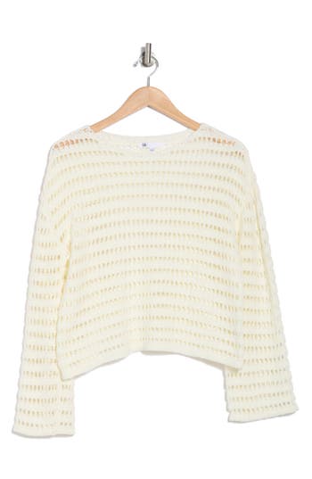 Dr2 By Daniel Rainn Bell Sleeve Open Knit Sweater In Natural