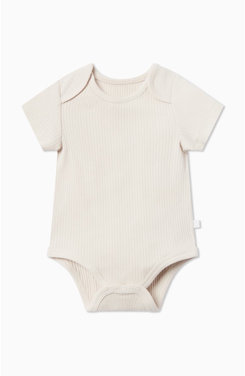 MORI Ribbed Short Sleeve Bodysuit, Main, color, Ecru
