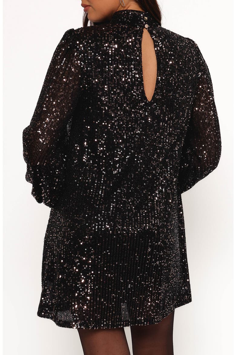 Springfield Sequin Long Sleeve Minidress, Alternate, color, BLACK/GOLD
