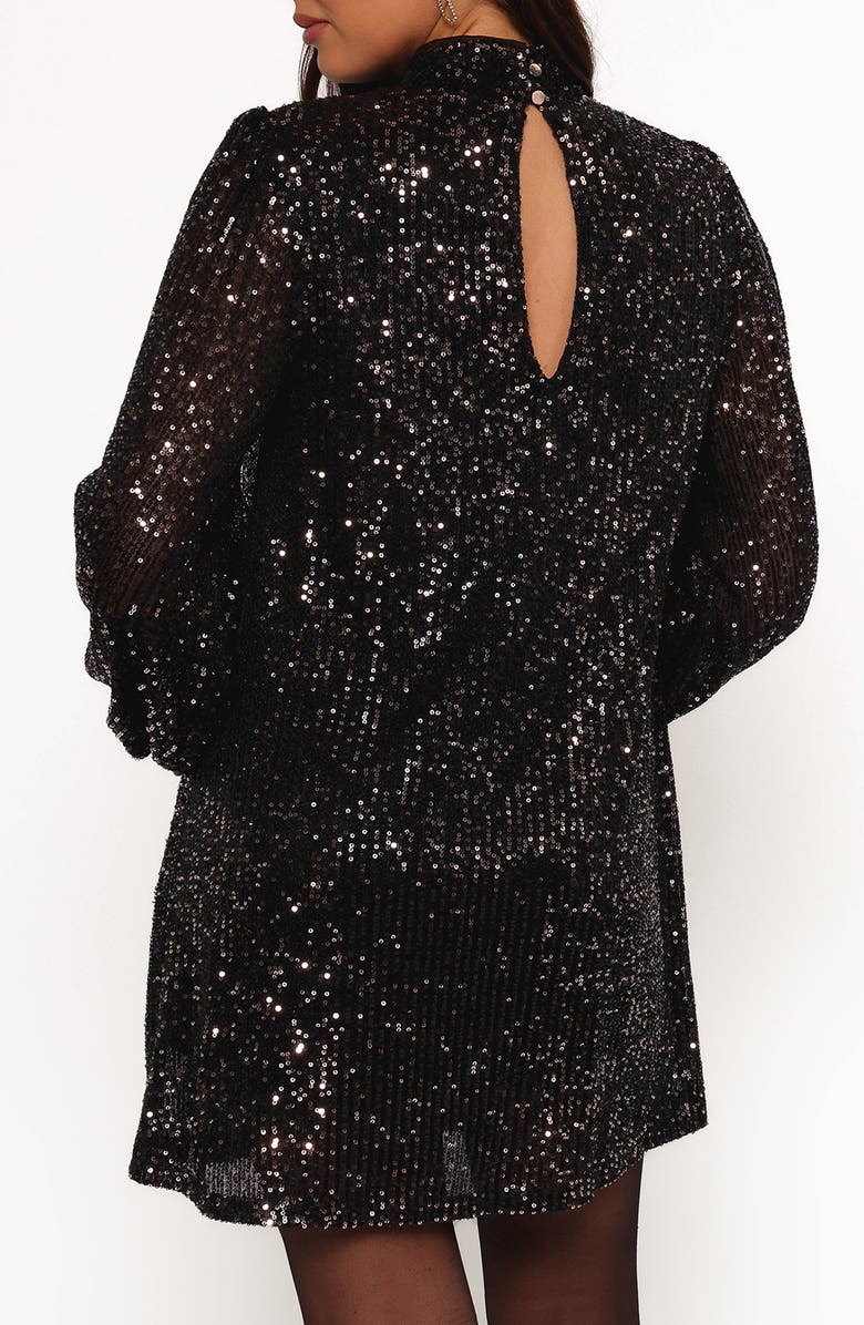 Petal & Pup Springfield Sequin Long Sleeve Minidress, Alternate, color, Black/Gold