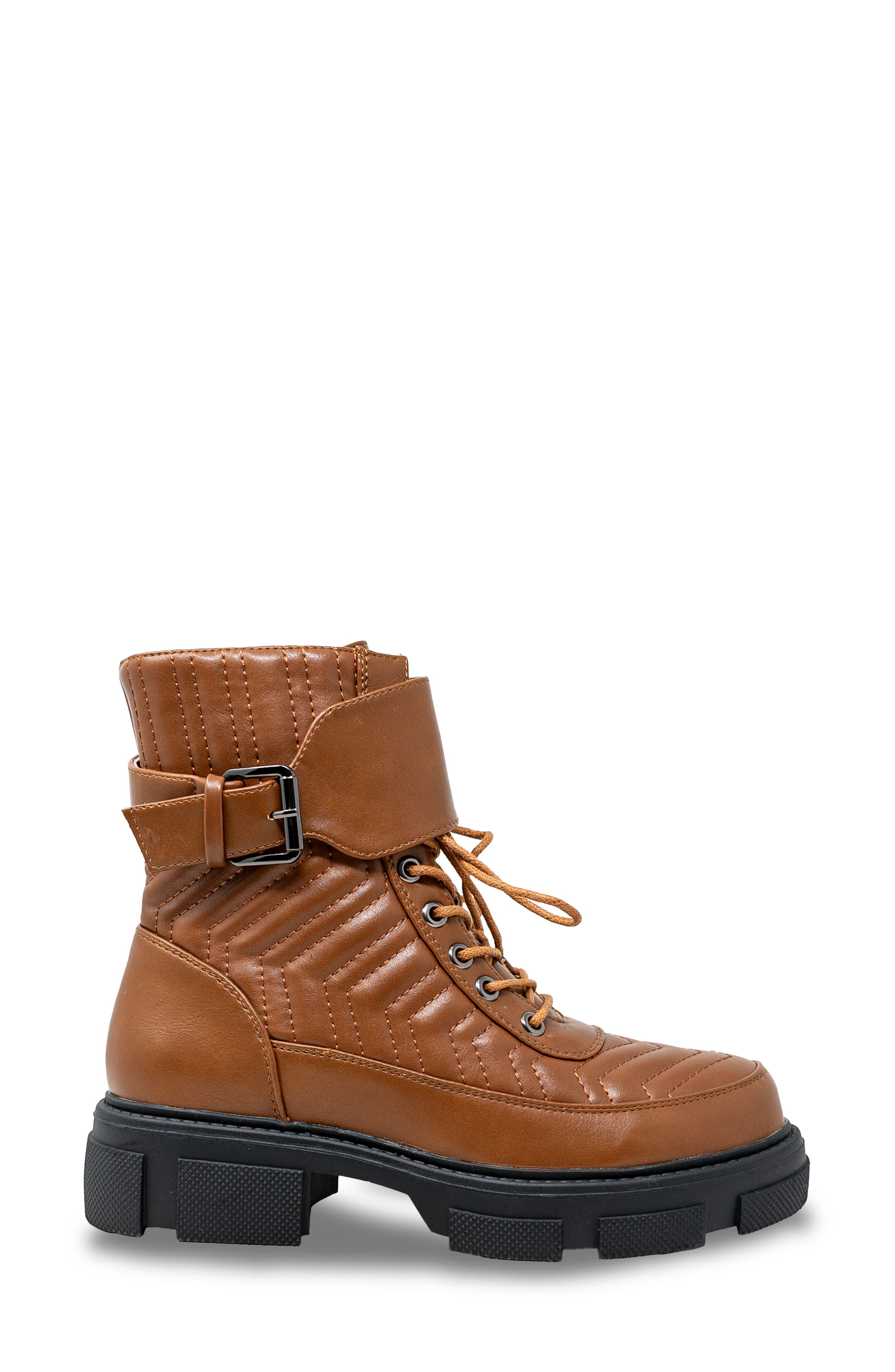 Marveo Quilted Lug Combat Boot, Alternate, color, TAN PU