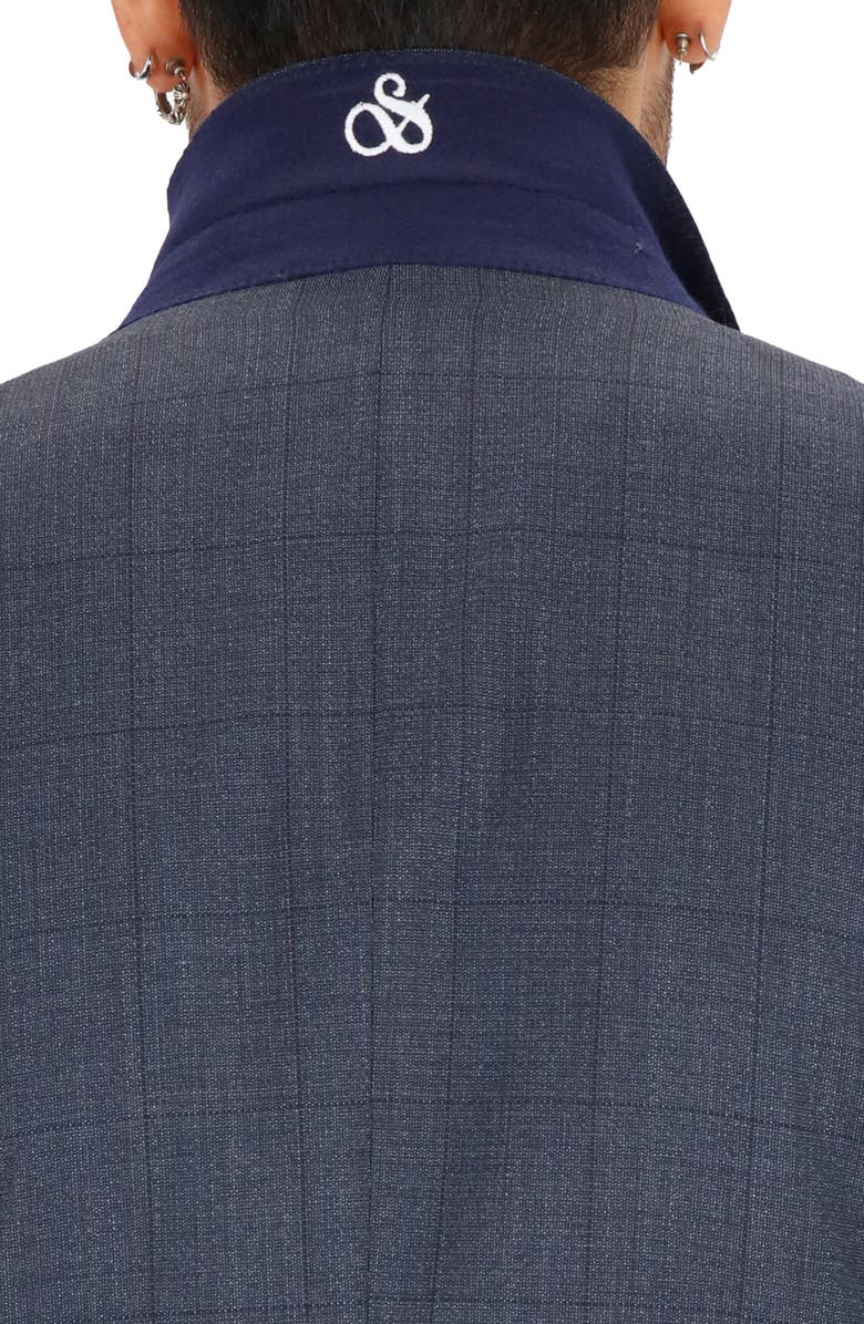 Scotch & Soda Navy Windowpane Check Stretch Wool Sport Coat, Alternate, color,