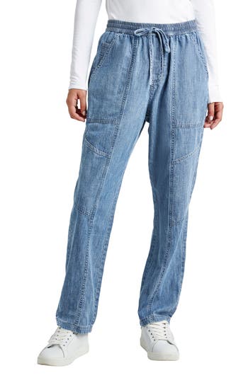 Splendid Shay Tie Waist Chambray Pants In Indigo