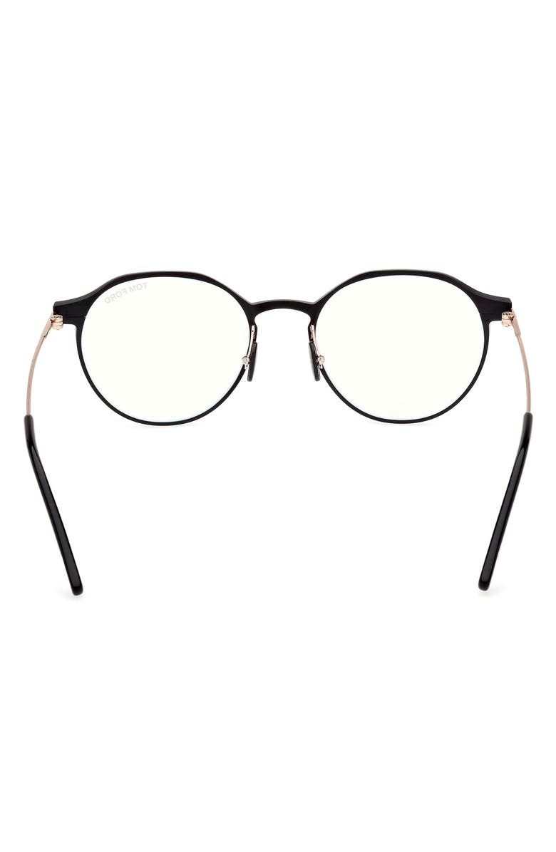 TOM FORD 52mm Round Blue Light Blocking Glasses, Alternate, color, 