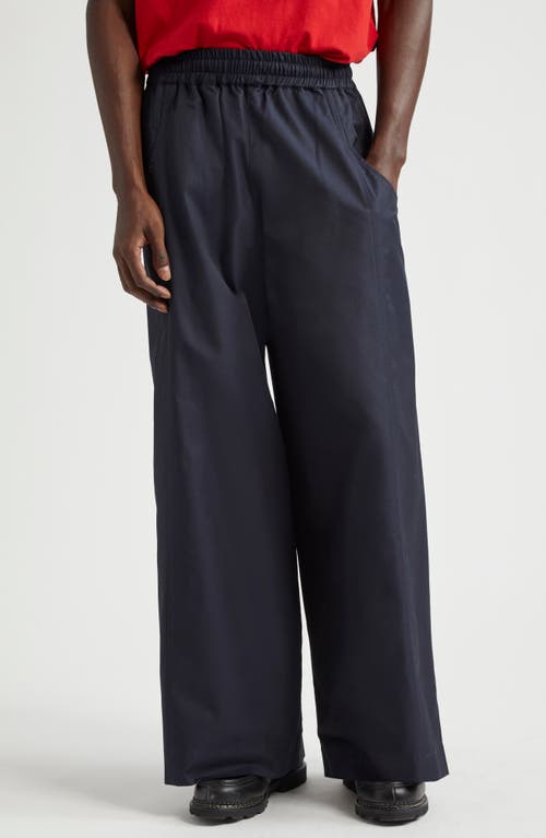 Nicholas Daley Wide Leg Cotton Trousers in Navy 