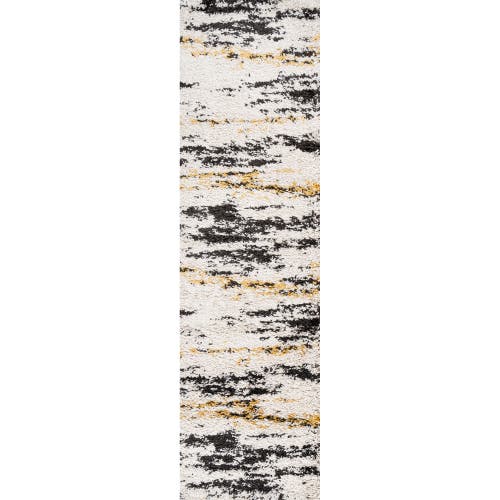 Jonathan Y Nova Modern Bold Strie' Shag Area Rug In Beige/black/yellow