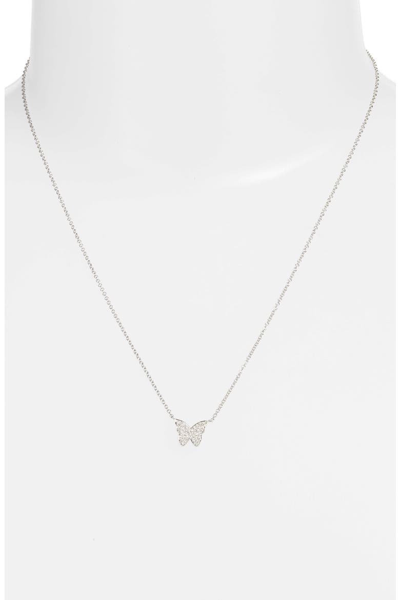 Diamond Butterfly Pendant Necklace, Alternate, color, WHITE GOLD