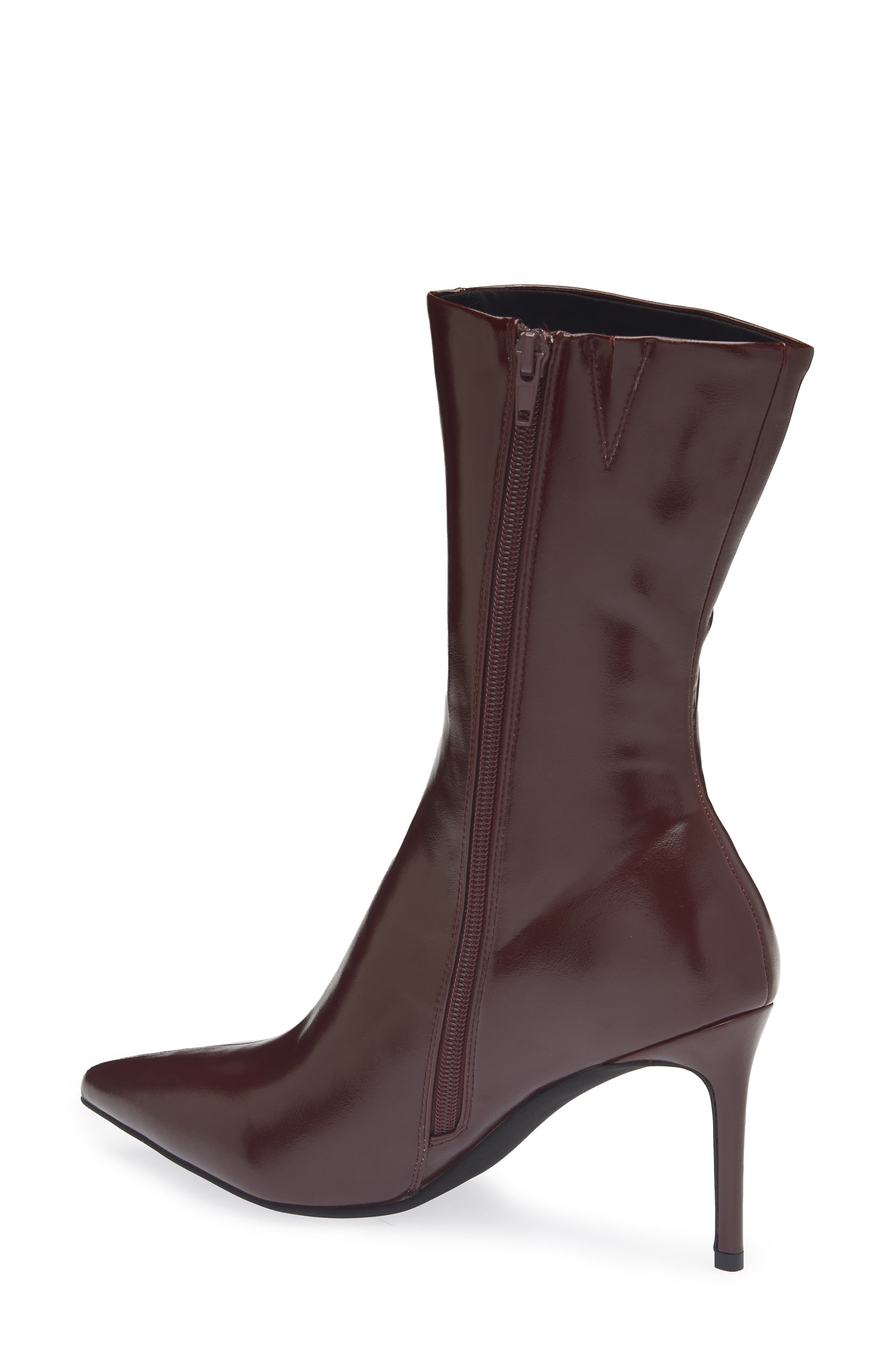 Everynite Pointed Toe Faux Leather Bootie, Alternate, color, RUBY WAX