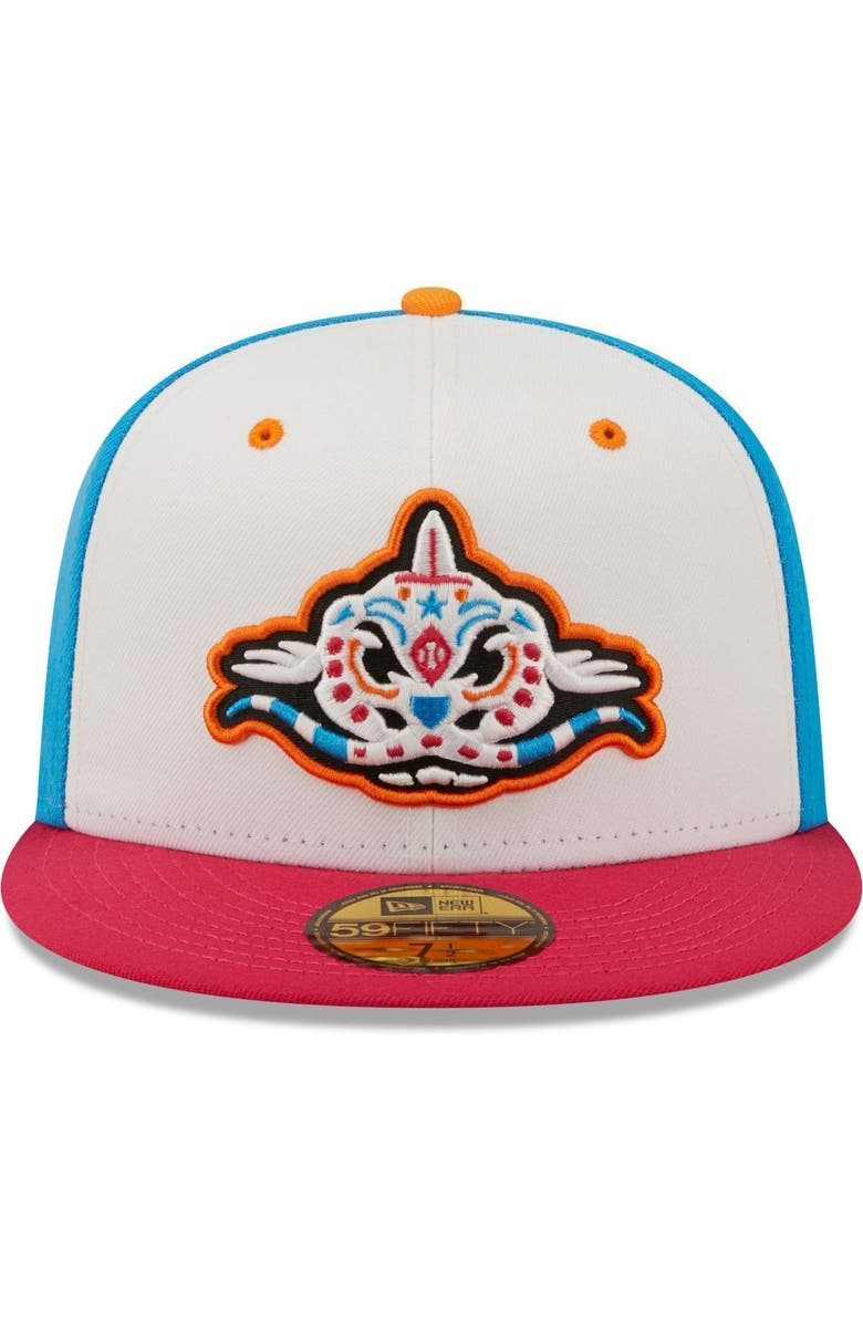 New Era Men's New Era White/Coral Pescados de Carolina Copa De La Diversion 59FIFTY Fitted Hat, Alternate, color, White